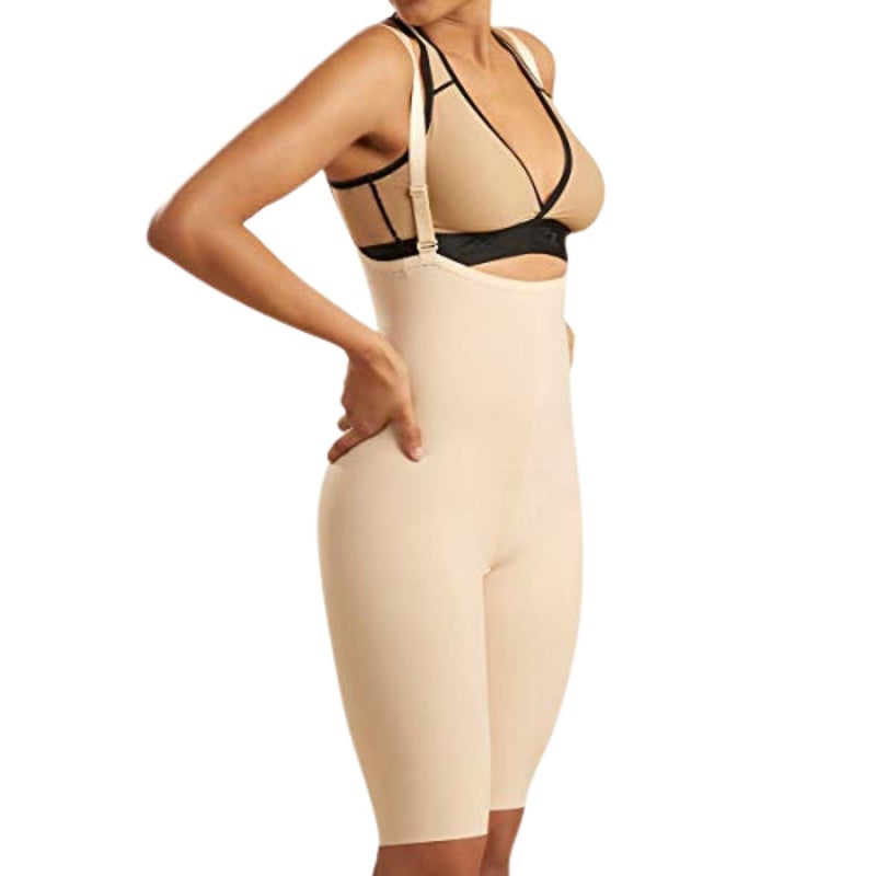 MARENA FBS2 Stage 2 Knee Length Zipperless Girdle with Suspenders - Tummy Control Post Surgery Beige, Small - Image 1